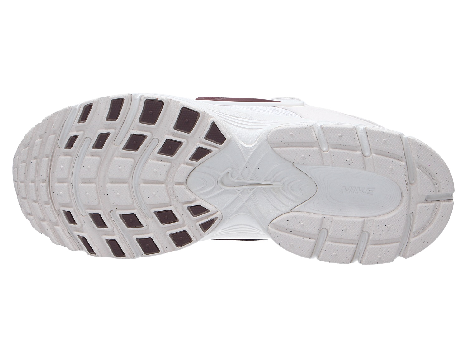 Unteransicht der weißen profilierten Laufsohle des Nike V5 RNR Sneakers mit strukturiertem Grip und sichtbarem Nike-Logo