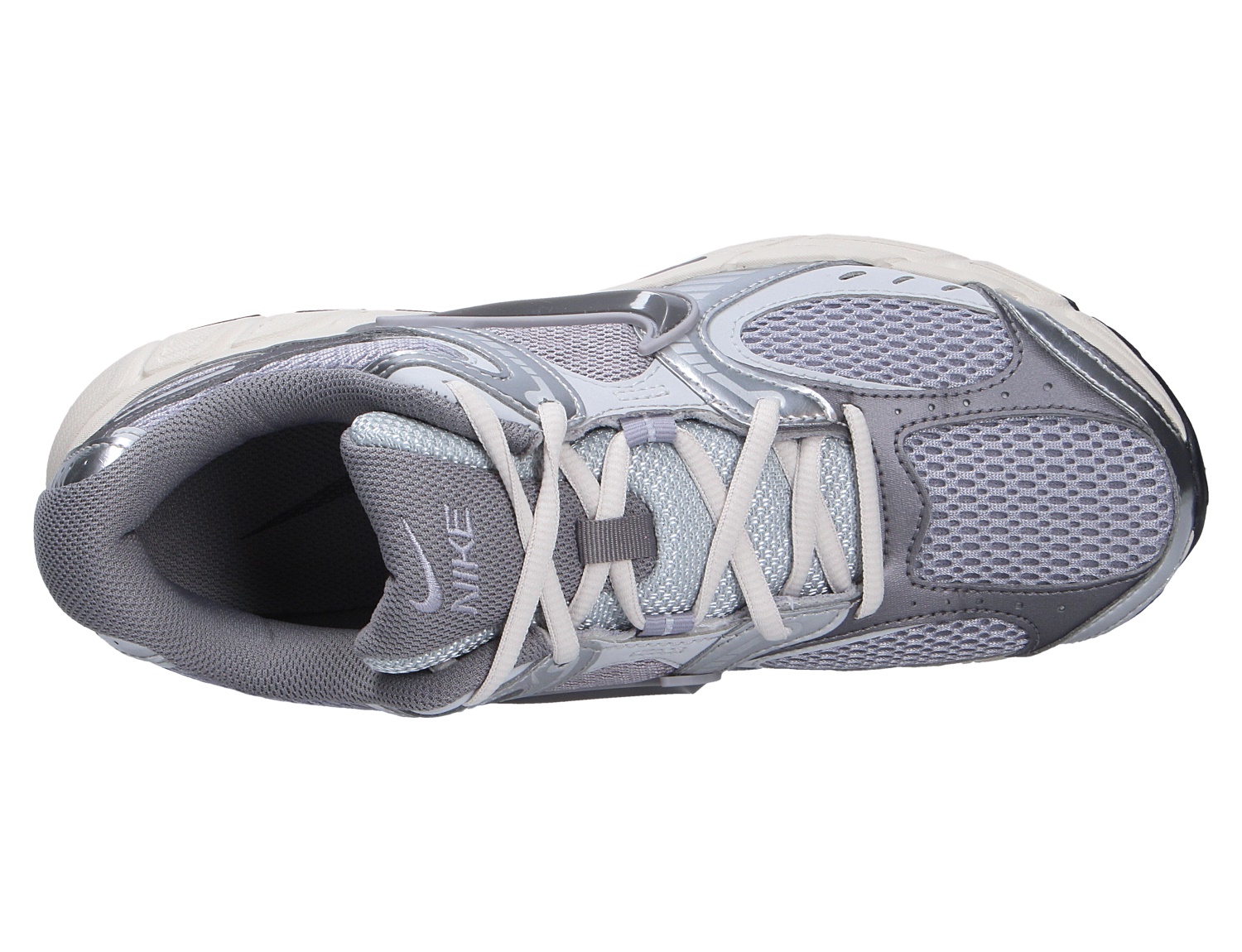 Nike V5 RNR Sneaker in Grau aus Mesh und Synthetik, Ansicht von oben mit Schnürung und gepolstertem Schaft
